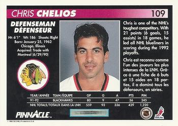 1992-93 Pinnacle Canadian #109 Chris Chelios Back