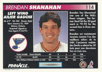 1992-93 Pinnacle Canadian #114 Brendan Shanahan Back