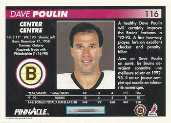1992-93 Pinnacle Canadian #116 Dave Poulin Back