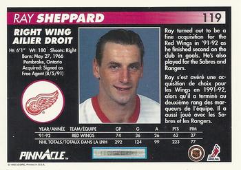 1992-93 Pinnacle Canadian #119 Ray Sheppard Back