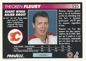 1992-93 Pinnacle Canadian #125 Theoren Fleury Back