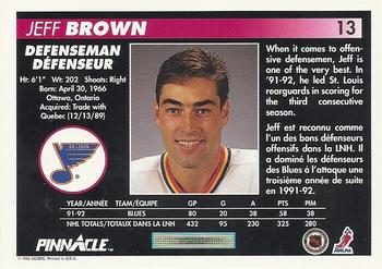 1992-93 Pinnacle Canadian #13 Jeff Brown Back