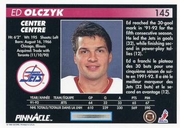 1992-93 Pinnacle Canadian #145 Ed Olczyk Back