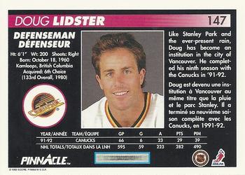 1992-93 Pinnacle Canadian #147 Doug Lidster Back