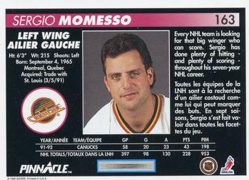 1992-93 Pinnacle Canadian #163 Sergio Momesso Back