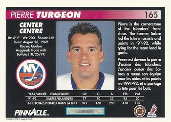 1992-93 Pinnacle Canadian #165 Pierre Turgeon Back