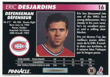 1992-93 Pinnacle Canadian #16 Eric Desjardins Back