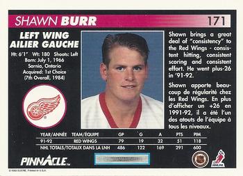 1992-93 Pinnacle Canadian #171 Shawn Burr Back