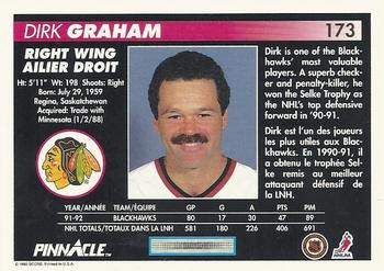 1992-93 Pinnacle Canadian #173 Dirk Graham Back