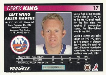 1992-93 Pinnacle Canadian #17 Derek King Back