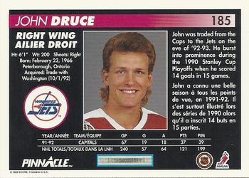 1992-93 Pinnacle Canadian #185 John Druce Back