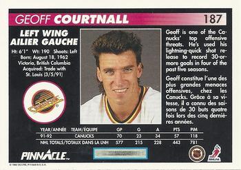 1992-93 Pinnacle Canadian #187 Geoff Courtnall Back