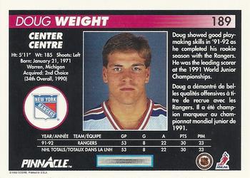 1992-93 Pinnacle Canadian #189 Doug Weight Back