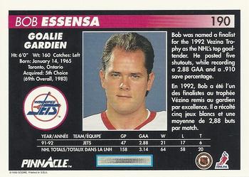 1992-93 Pinnacle Canadian #190 Bob Essensa Back