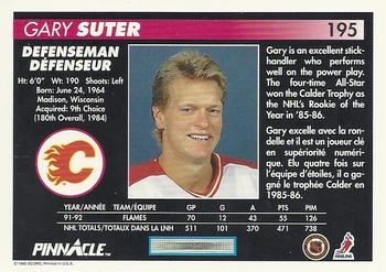 1992-93 Pinnacle Canadian #195 Gary Suter Back