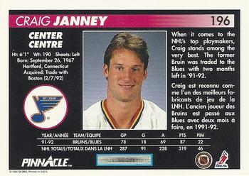 1992-93 Pinnacle Canadian #196 Craig Janney Back