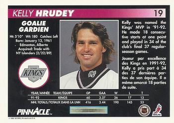 1992-93 Pinnacle Canadian #19 Kelly Hrudey Back