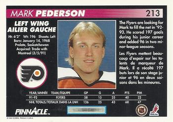 1992-93 Pinnacle Canadian #213 Mark Pederson Back