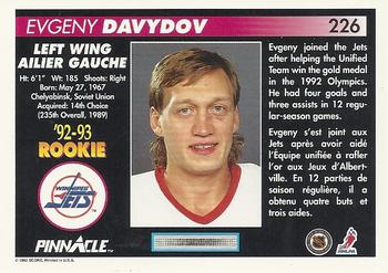 1992-93 Pinnacle Canadian #226 Evgeny Davydov Back