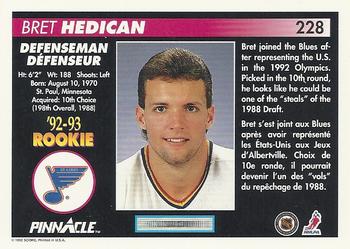 1992-93 Pinnacle Canadian #228 Bret Hedican Back