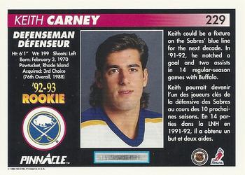 1992-93 Pinnacle Canadian #229 Keith Carney Back