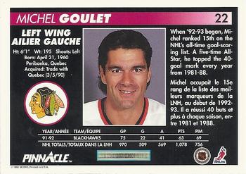 1992-93 Pinnacle Canadian #22 Michel Goulet Back