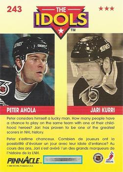 1992-93 Pinnacle Canadian #243 Peter Ahola / Jari Kurri Back