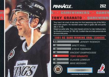 1992-93 Pinnacle Canadian #262 Tony Granato Back