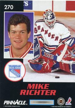 1992-93 Pinnacle Canadian #270 Mike Richter Back