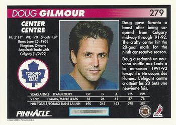1992-93 Pinnacle Canadian #279 Doug Gilmour Back
