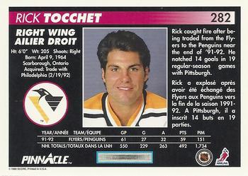 1992-93 Pinnacle Canadian #282 Rick Tocchet Back