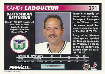 1992-93 Pinnacle Canadian #291 Randy Ladouceur Back