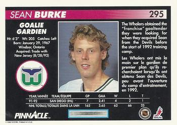 1992-93 Pinnacle Canadian #295 Sean Burke Back
