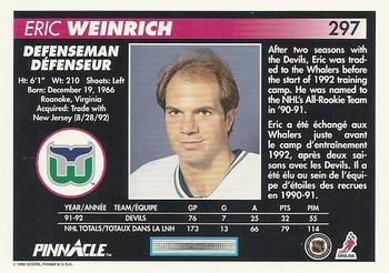 1992-93 Pinnacle Canadian #297 Eric Weinrich Back