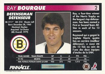 1992-93 Pinnacle Canadian #2 Ray Bourque Back