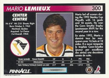 1992-93 Pinnacle Canadian #300 Mario Lemieux Back