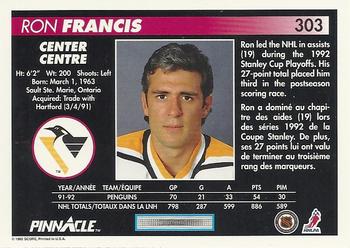 1992-93 Pinnacle Canadian #303 Ron Francis Back
