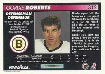 1992-93 Pinnacle Canadian #312 Gordie Roberts Back