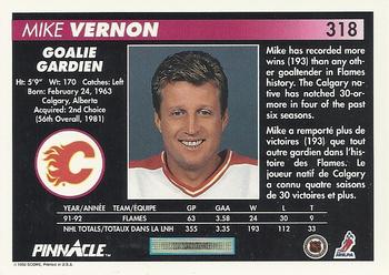 1992-93 Pinnacle Canadian #318 Mike Vernon Back