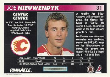 1992-93 Pinnacle Canadian #31 Joe Nieuwendyk Back
