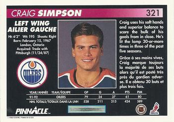 1992-93 Pinnacle Canadian #321 Craig Simpson Back