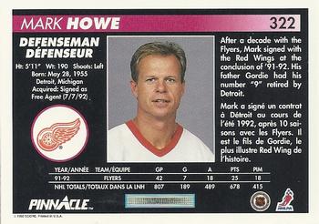 1992-93 Pinnacle Canadian #322 Mark Howe Back