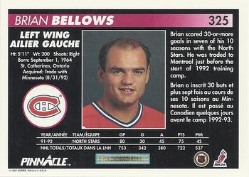 1992-93 Pinnacle Canadian #325 Brian Bellows Back