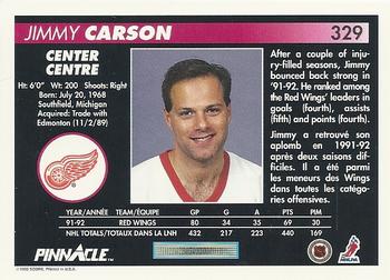 1992-93 Pinnacle Canadian #329 Jimmy Carson Back