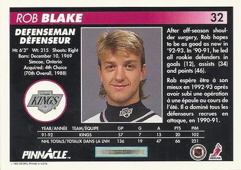 1992-93 Pinnacle Canadian #32 Rob Blake Back