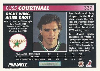 1992-93 Pinnacle Canadian #337 Russ Courtnall Back