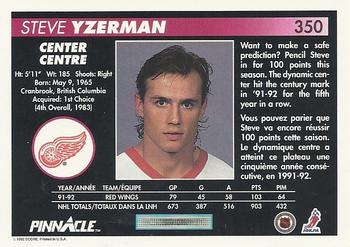 1992-93 Pinnacle Canadian #350 Steve Yzerman Back
