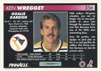 1992-93 Pinnacle Canadian #356 Ken Wregget Back