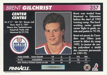 1992-93 Pinnacle Canadian #357 Brent Gilchrist Back