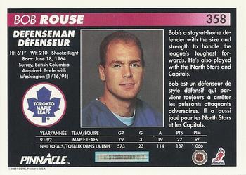 1992-93 Pinnacle Canadian #358 Bob Rouse Back